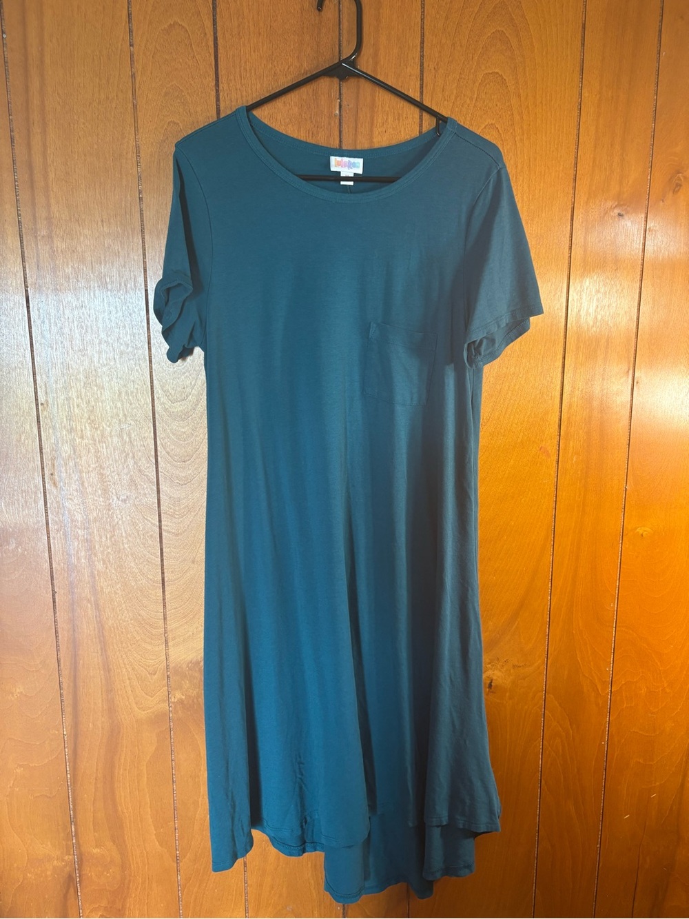 LuLaRoe Short Sleeve Pocket Midi Dress in Teal